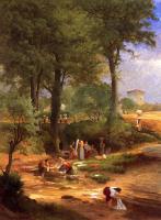 George Inness - Washing Day near Perugia aka Italian Washerwomen